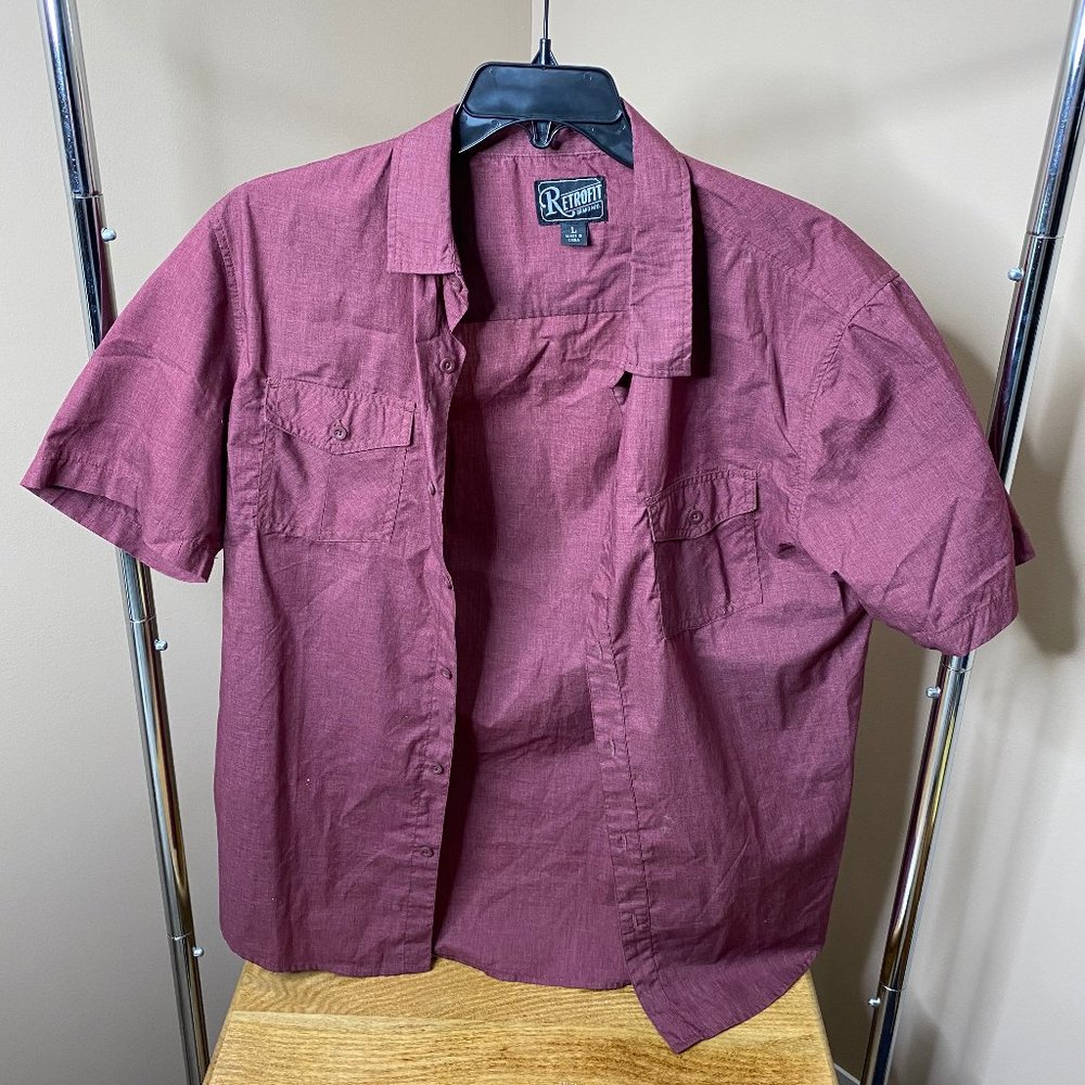 Maroon Button Up T-Shirt